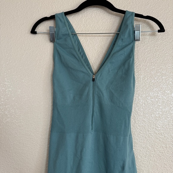Zara Seamless Sage Green Knit Jumpsuit Sz M L - Picture 2 of 11